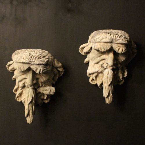 A French Pair of Plaster Theatre Faces