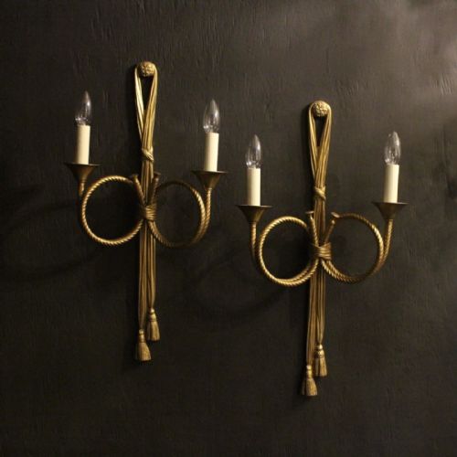 A French Pair of Twin Arm Rope Wall Lights