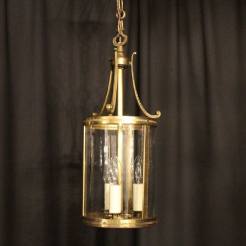 A French Gilded Triple Light Antique Lantern