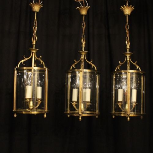 French Set of Three Gilded Antique Lanterns