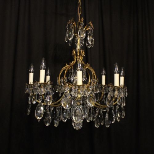 French Gilded 8 Light Antique Chandelier