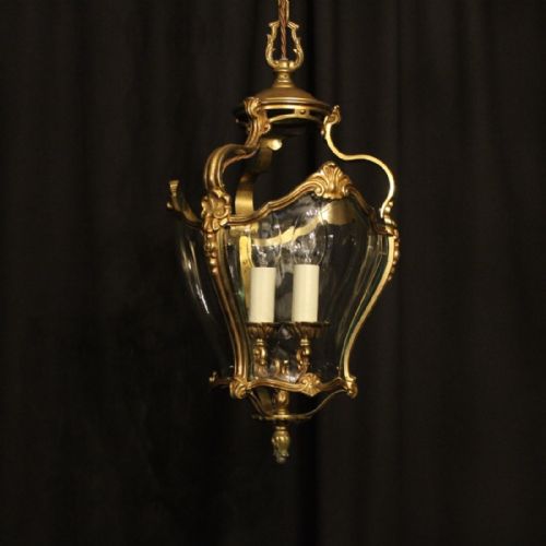 French Gilded Twin Light Hall Lantern