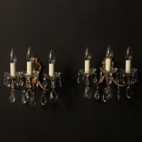 Italian Pair of Triple Arm Wall Lights