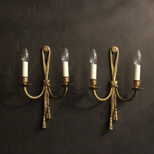 French Pair of Gilded Rope Wall Lights