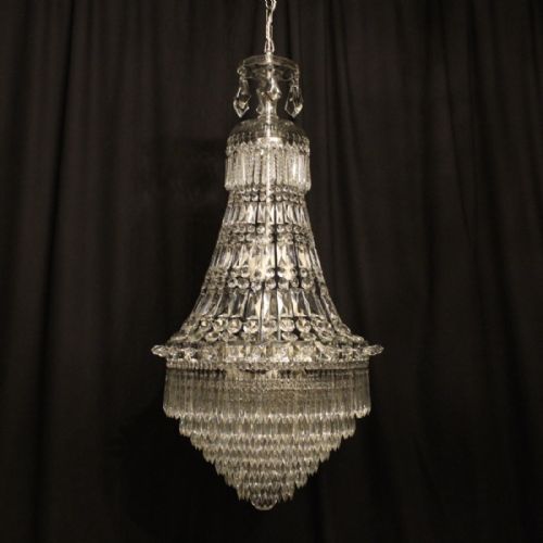 French Silver 12 Light Waterfall Chandelier