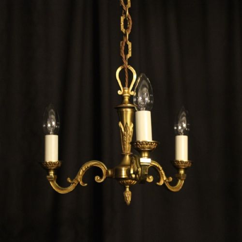 French Triple Light Gilded Chandelier