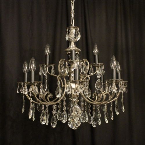 Italian Silver Gilded 12 Light Antique Chandelier
