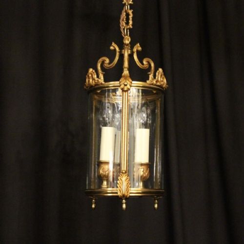 French Small Gilded Triple Light Lantern