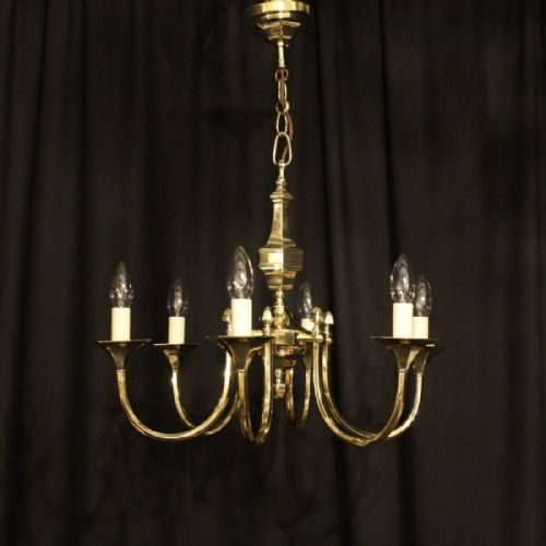 English Art Deco 6 Light Antique Chandelier