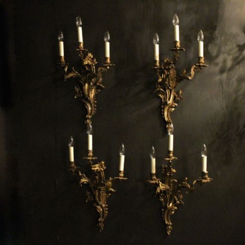 French Set of 4 Gilded Antique Wall Sconces