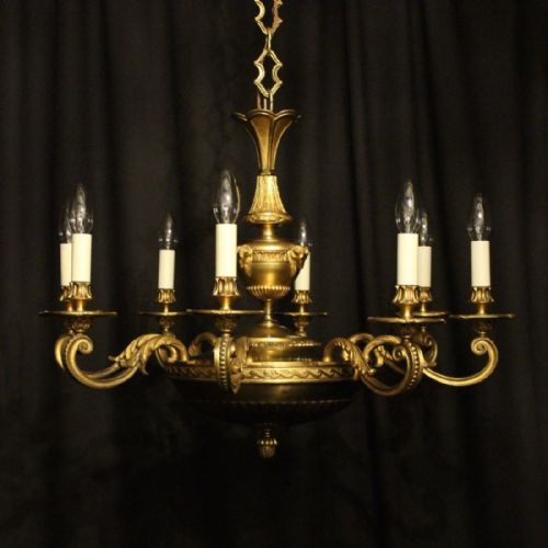 English Bronze 8 Light Antique Chandelier