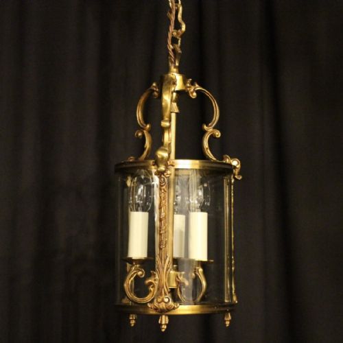 French Triple Light Antique Hall Lantern