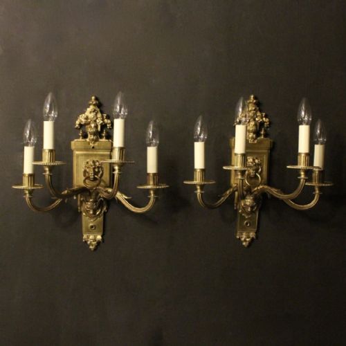 English Pair of 4 Arm Antique Wall Lights