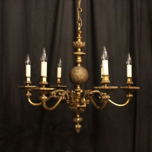 French Gilded Bronze 6 Light Chandelier