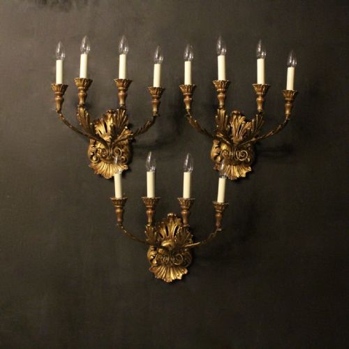 French Set of Three Giltwood Wall Lights