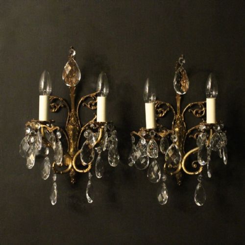 French Pair of Gilded Twin Arm Wall Lights