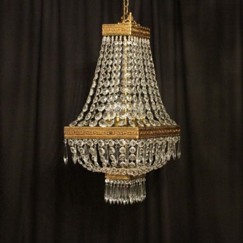 Italian Gilded 4 Light Tent Antique Chandelier