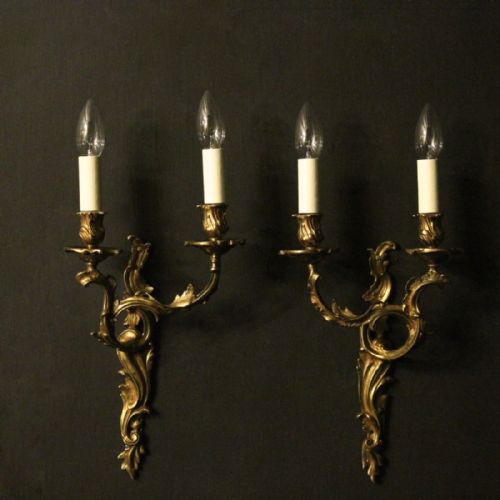 French Pair of Gilded Antique Wall Lights