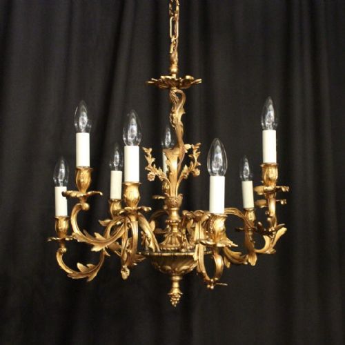 Italian Gilded 9 Light Leaf Chandelier