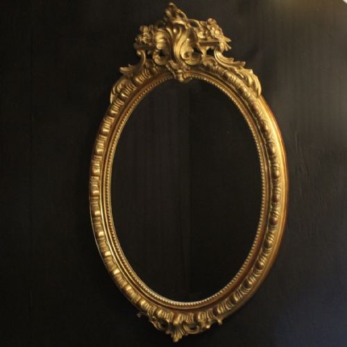 French Giltwood Oval Antique Mirror