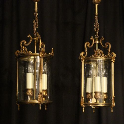 French Pair Gilded Antique Hall Lanterns