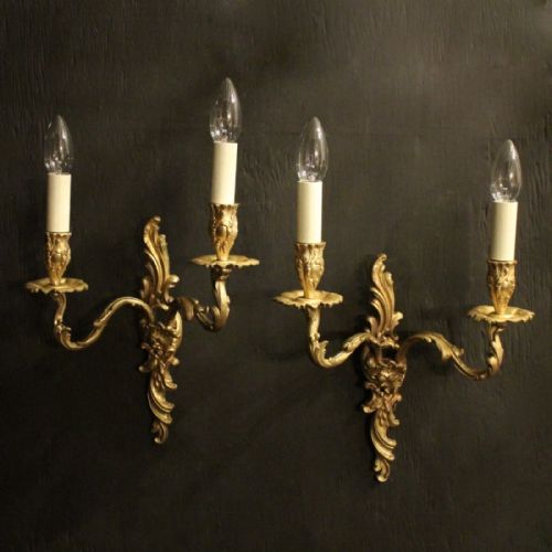 French Pair of Gilded Antique Wall Sconces