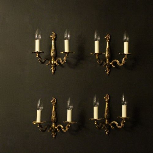 French Set of 4 Gilded Antique Wall Lights