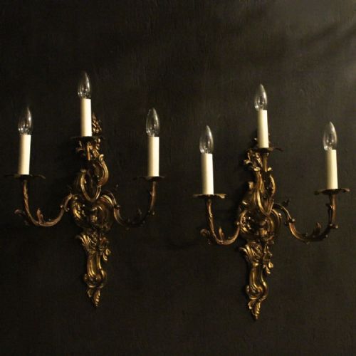 Italian Gilded Triple Arm Antique Wall Lights