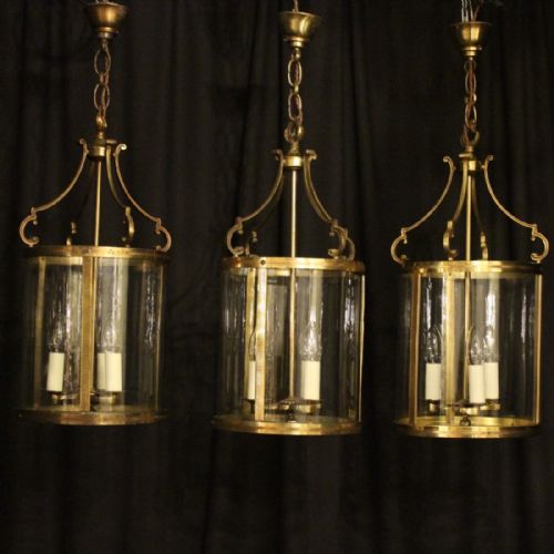 French Set of Three Gilded Antique Lanterns