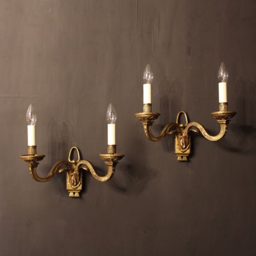 French Pair of Bronze Antique Wall Lights