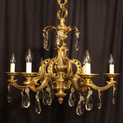 French Bronze 6 Light Antique Chandelier