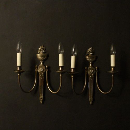 French Pair of Twin Arm Antique Wall Lights