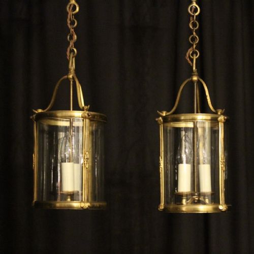 French Pair of Gilded Antique Hall Lanterns