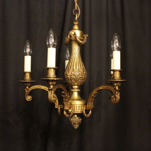 French Bronze 5 Light Antique Chandelier