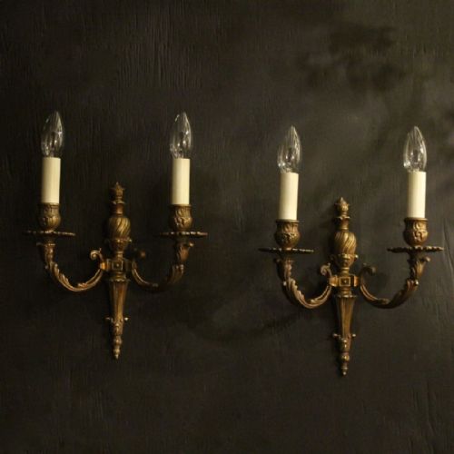 French Pair of Gilded Antique Wall Sconces