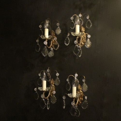 French Set of 4 Gilded Antique Wall Lights