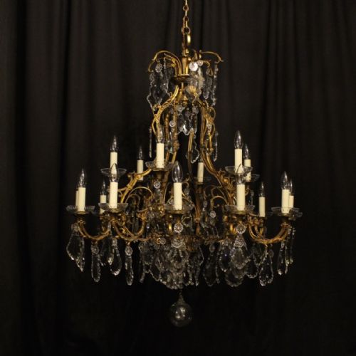 French Gilded Bronze 18 Light Antique Chandelier