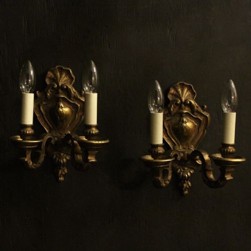 French Gilded Bronze Twin Arm Wall Lights
