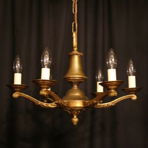 French Bronze 6 Light Antique Chandelier