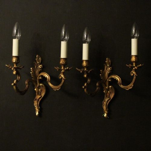 French Pair of Gilded Antique Wall Lights