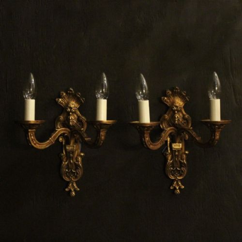 French Pair of Bronze Antique Wall Lights