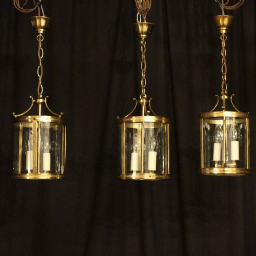 French Set of Three Gilded Antique Lanterns