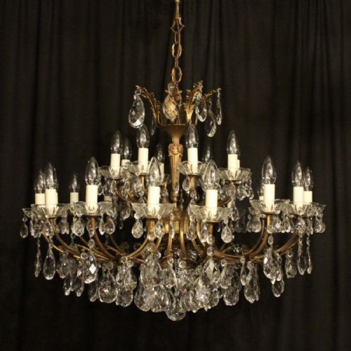 Italian Gilded 24 Light Double Tiered Chandelier