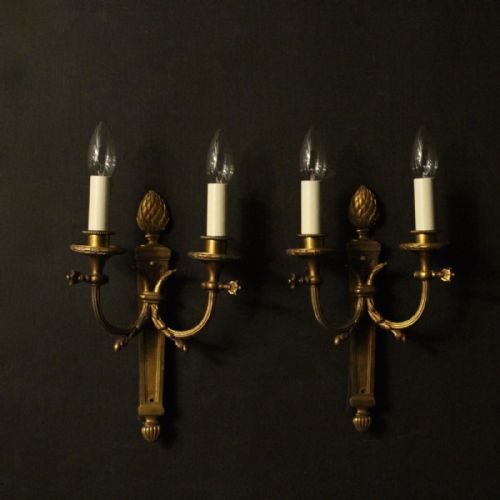 French Pair of Bronze Antique Wall Lights