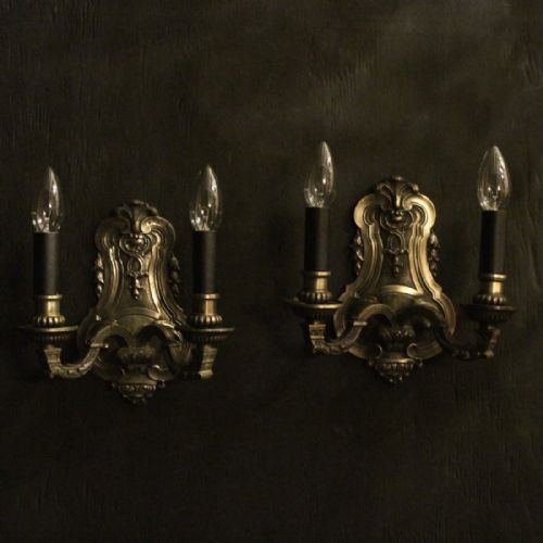 Italian Silvered Bronze Twin Antique Wall Lights