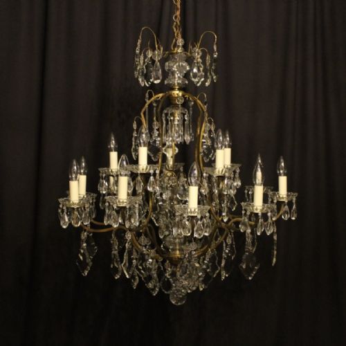 French 16 Light Antique Cage Chandelier