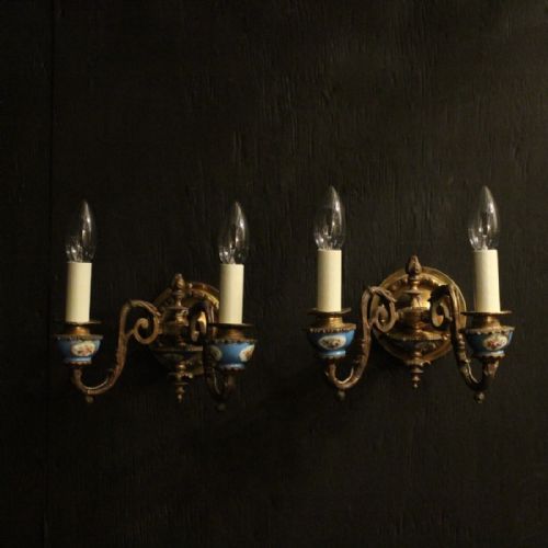 French Pair of Gilded Sevres Wall Sconces