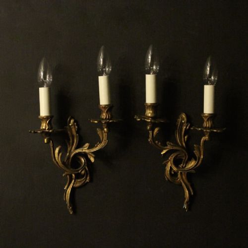 French Pair of Gilded Antique Wall Lights