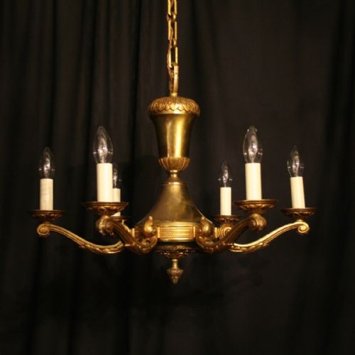 French Bronze 6 Light Antique Chandelier