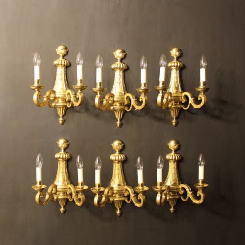 French Set of 6 Bronze Antique Wall Lights